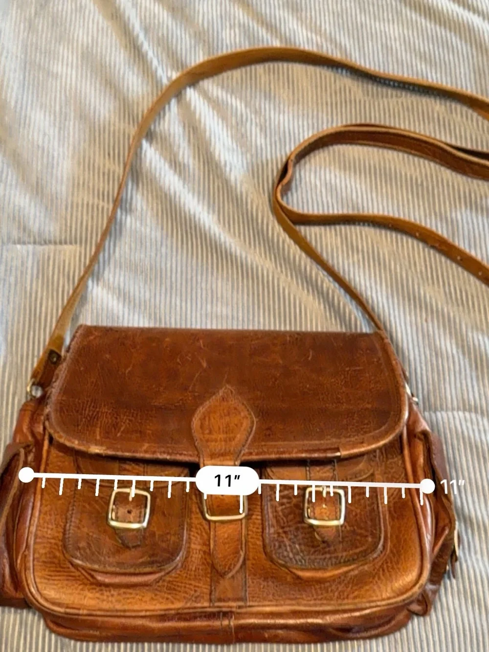 Vintage Brown Leather Men's Crossbody Satchel